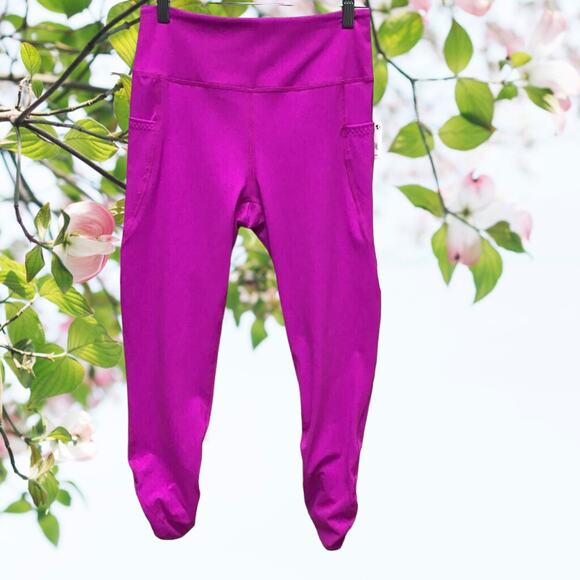 NWT - FP Movement Women's Leggings Pink High Rise w Pockets cross tie Ankle - Picture 1 of 8
